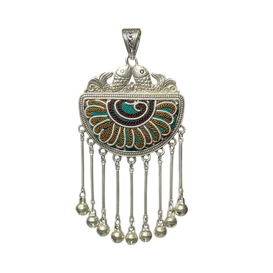 Miao Ethnic Hand-Embroidered, Fish for good fortune, Pendant/K16