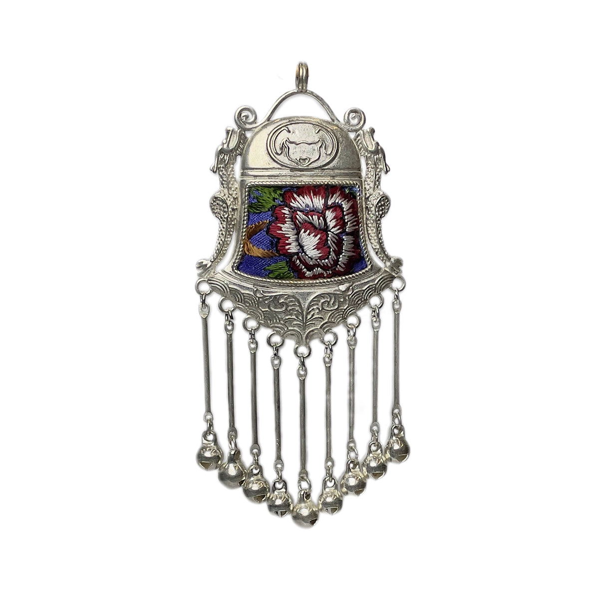 Miao Ethnic Hand-Embroidered, Bell for luck, Pendant/N15