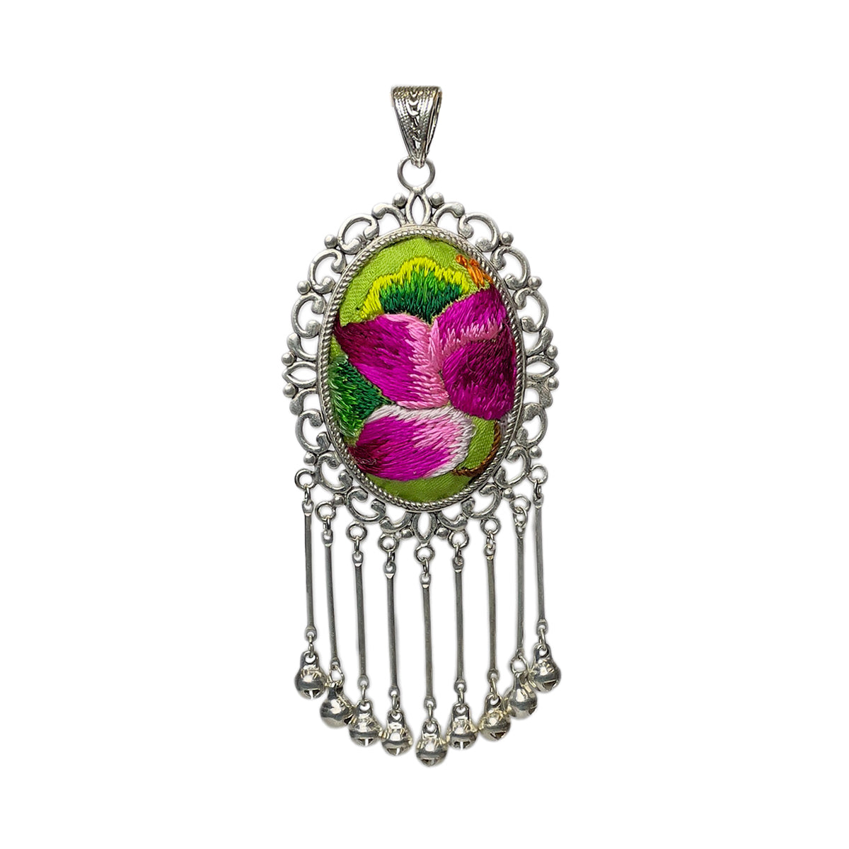 Miao Ethnic Hand-Embroidered, Circle for blessing, Pendant/R20