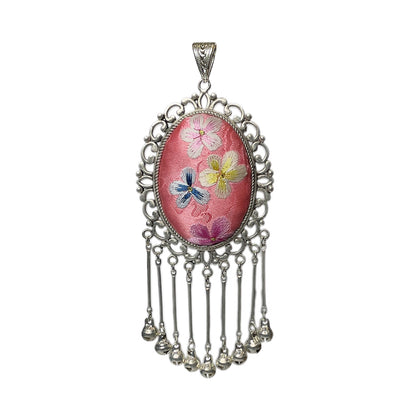 Miao Ethnic Hand-Embroidered, Circle for blessing, Pendant/R20
