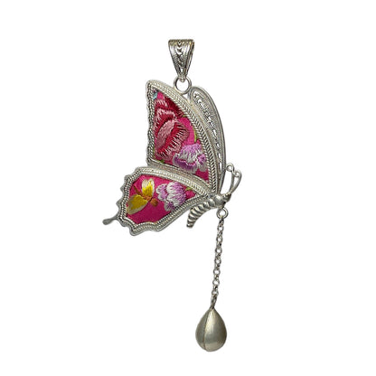Miao Ethnic Hand-Embroidered, Butterfly Mother for protection, Pendant/M11