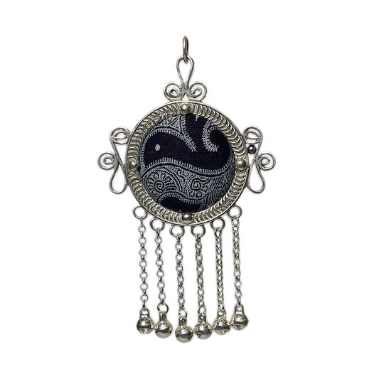 Miao Ethnic Hand-Embroidered, Circle for blessing, Pendant/R23