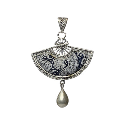 Miao Ethnic Hand-Embroidered, Geometric, Pendant/V19