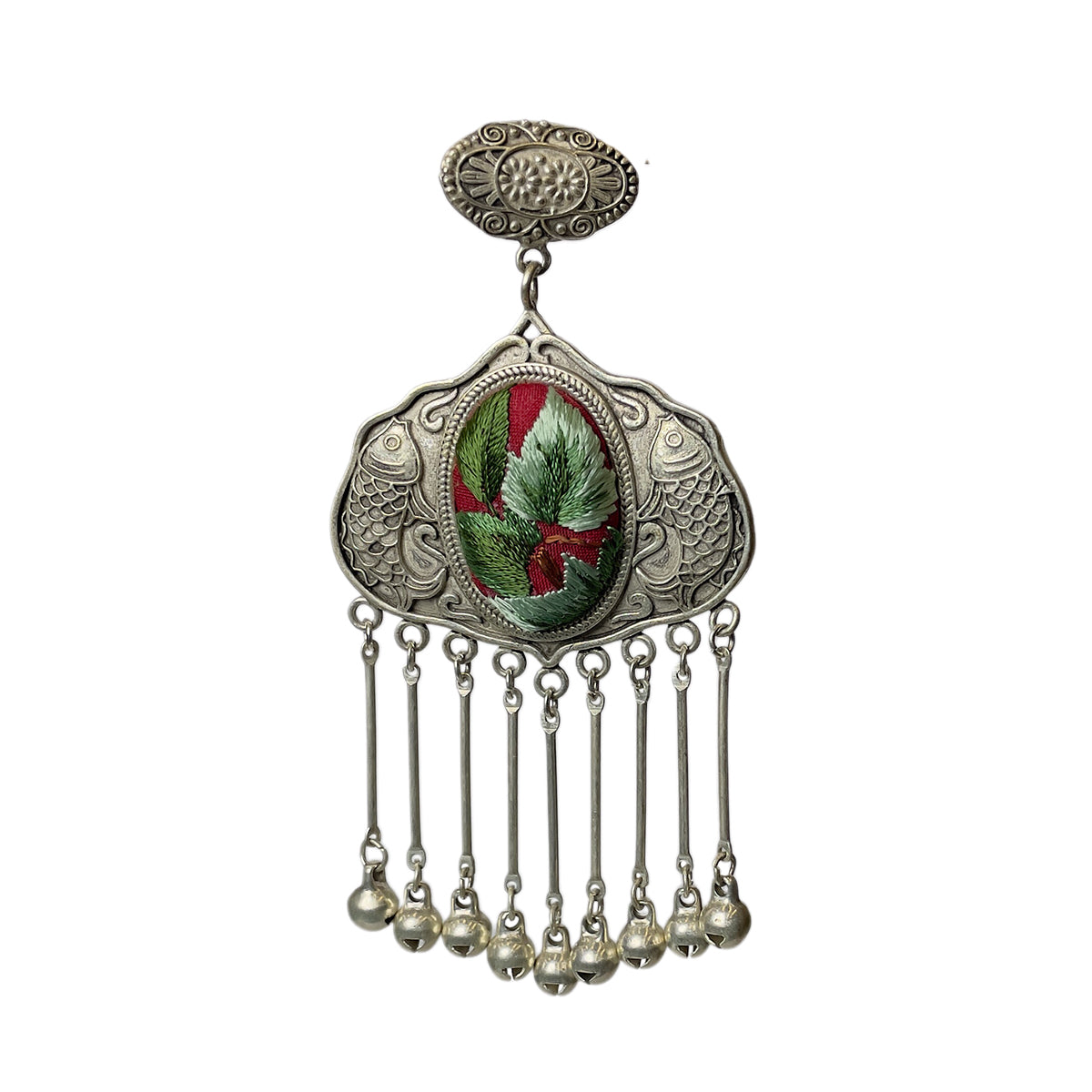 Miao Ethnic Hand-Embroidered, Fish for good fortune, Pendant/K12