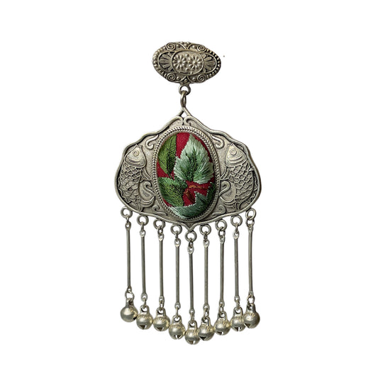 Miao Ethnic Hand-Embroidered, Fish for good fortune, Pendant/K12