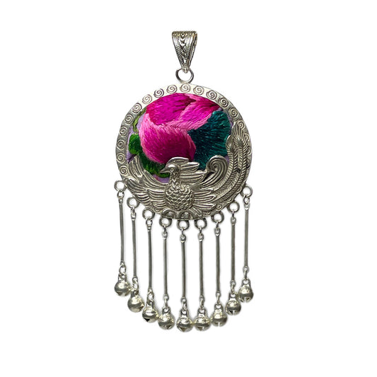 Miao Ethnic Hand-Embroidered, Circle for blessing, Pendant/R21