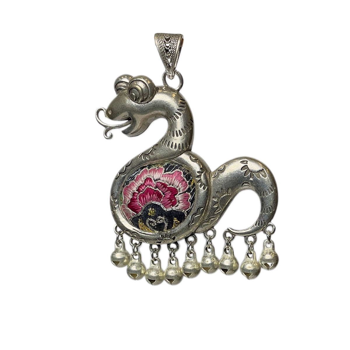 Miao Ethnic Hand-Embroidered, Loong for power, Pendant/J13