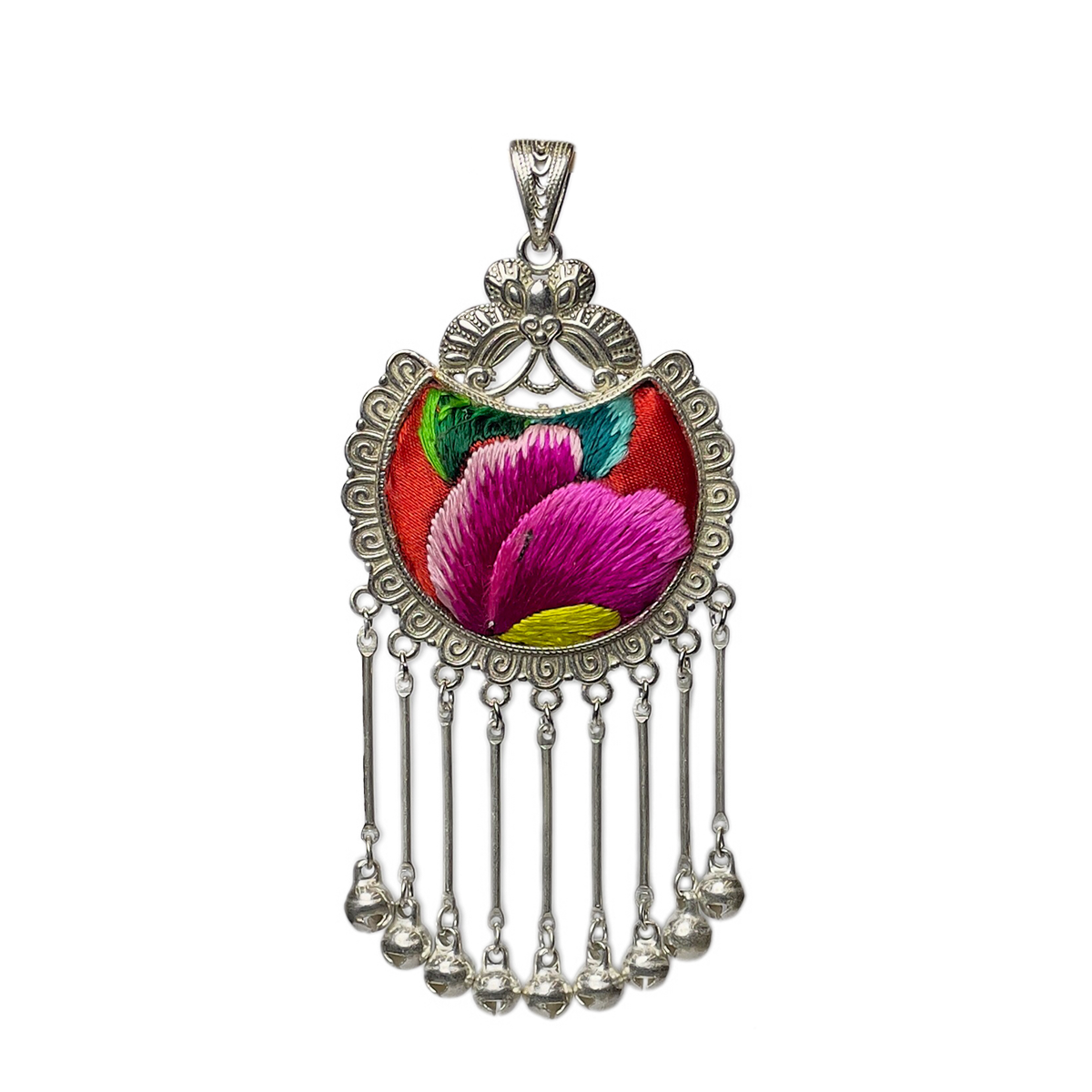Miao Ethnic Hand-Embroidered, Butterfly Mother for protection, Pendant/M17