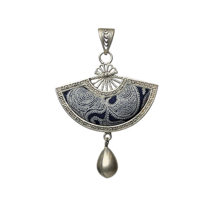 Miao Ethnic Hand-Embroidered, Geometric, Pendant/V19