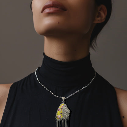 Miao Ethnic Hand-Embroidered, Geometric, Pendant/V24