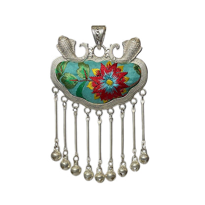Miao Ethnic Hand-Embroidered, Fish for good fortune, Pendant/K2