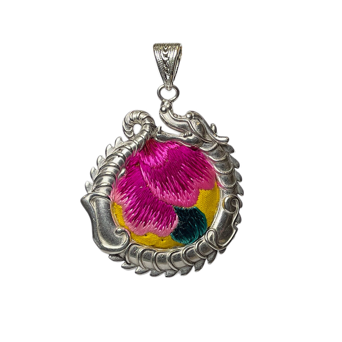 Miao Ethnic Hand-Embroidered, Loong for power, Pendant/J6