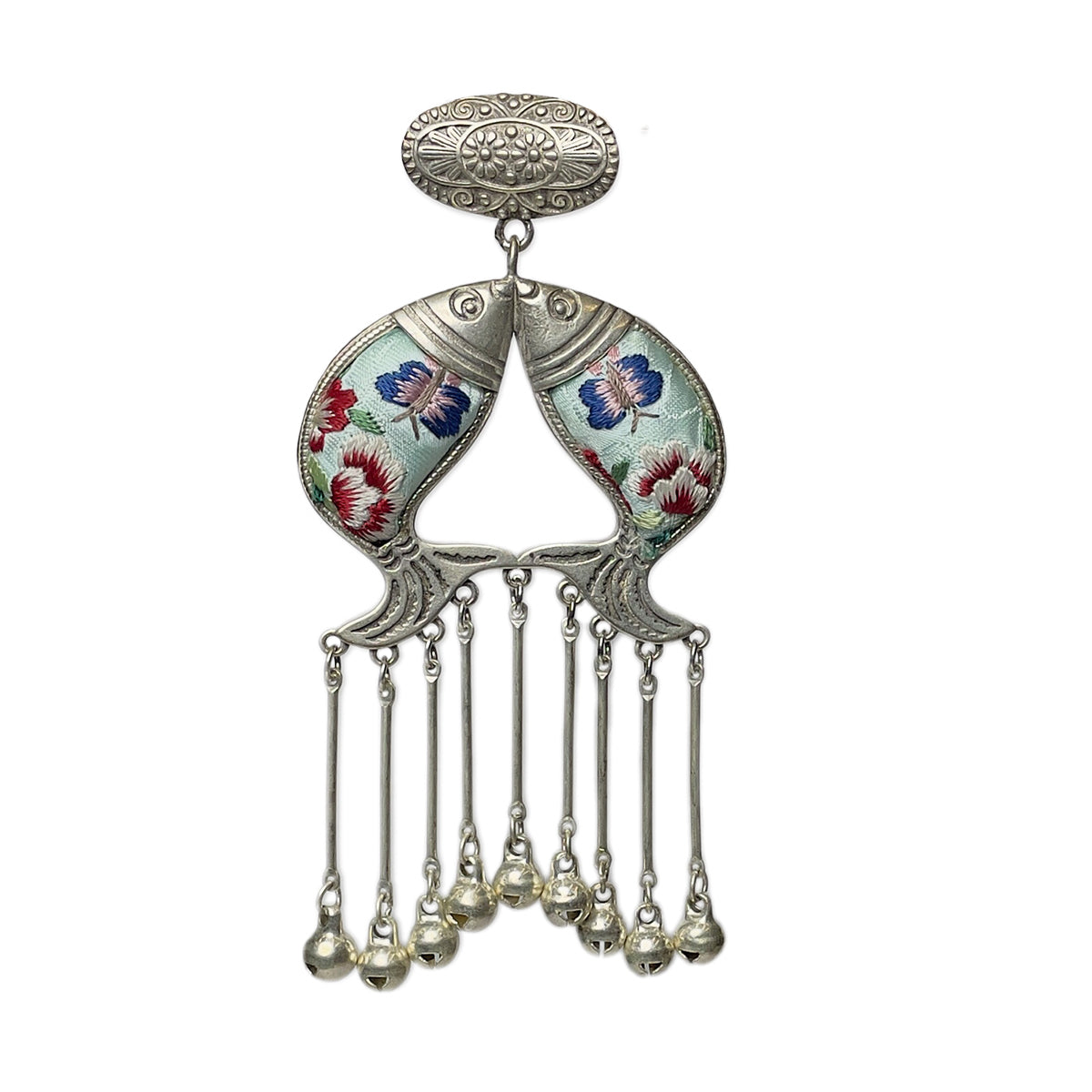 Miao Ethnic Hand-Embroidered, Fish for good fortune, Pendant/K26