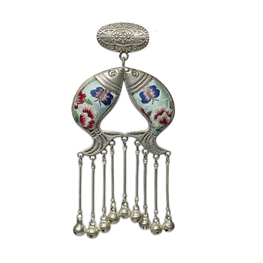 Miao Ethnic Hand-Embroidered, Fish for good fortune, Pendant/K26