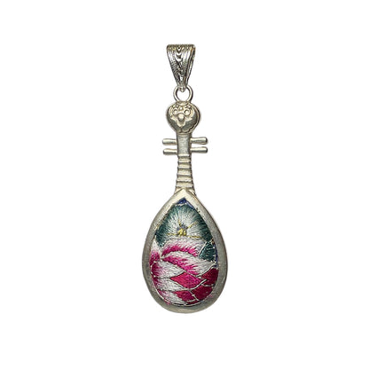 Miao Ethnic Hand-Embroidered, Pipa for love, Pendant/U27