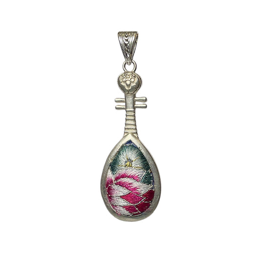 Miao Ethnic Hand-Embroidered, Pipa for love, Pendant/U27
