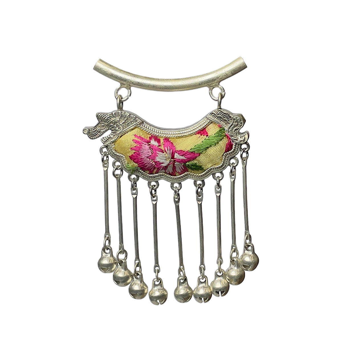 Miao Ethnic Hand-Embroidered, Geometric, Pendant/V25