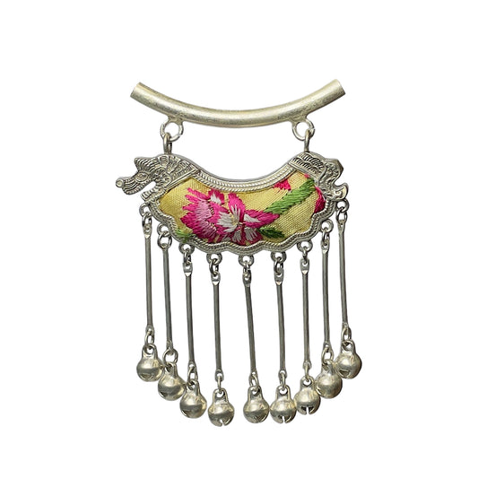 Miao Ethnic Hand-Embroidered, Geometric, Pendant/V25