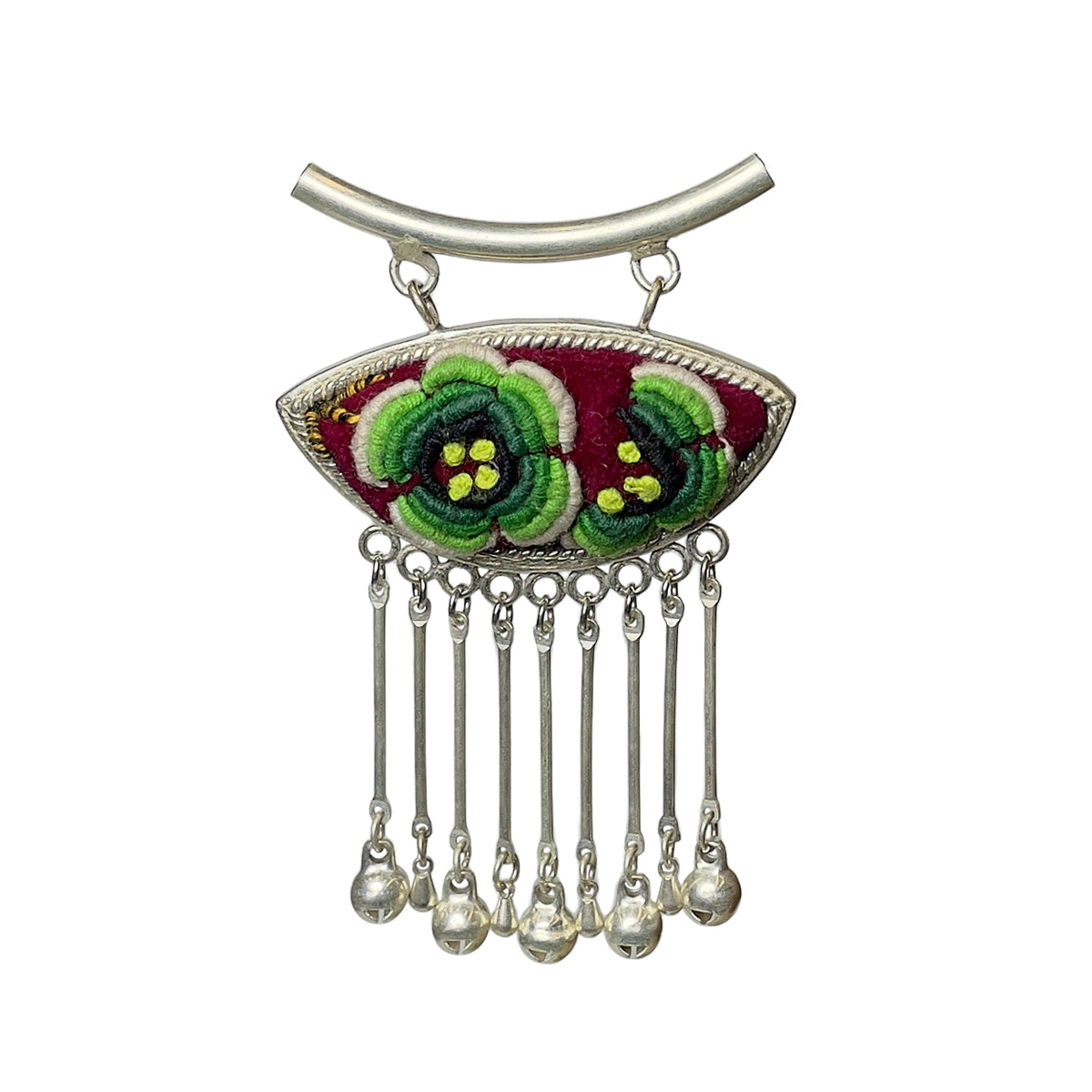 Miao Ethnic Hand-Embroidered, Geometric, Pendant/V34
