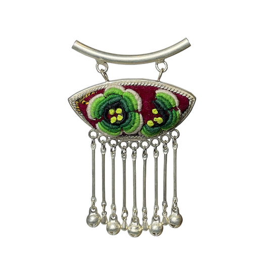 Miao Ethnic Hand-Embroidered, Geometric, Pendant/V34