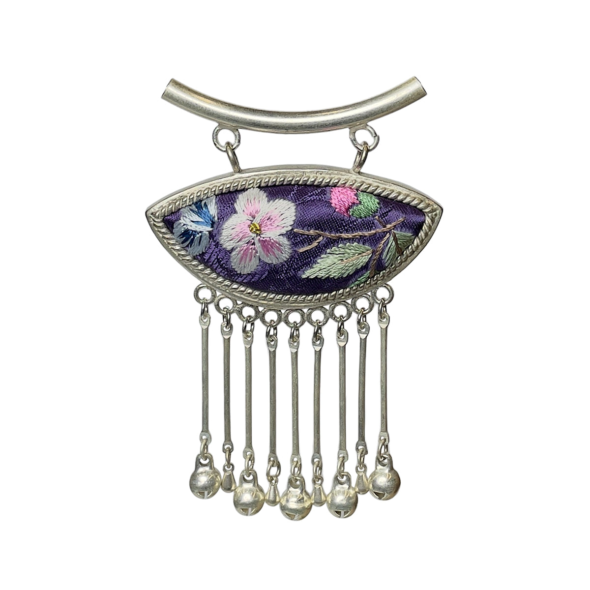 Miao Ethnic Hand-Embroidered, Geometric, Pendant/V34