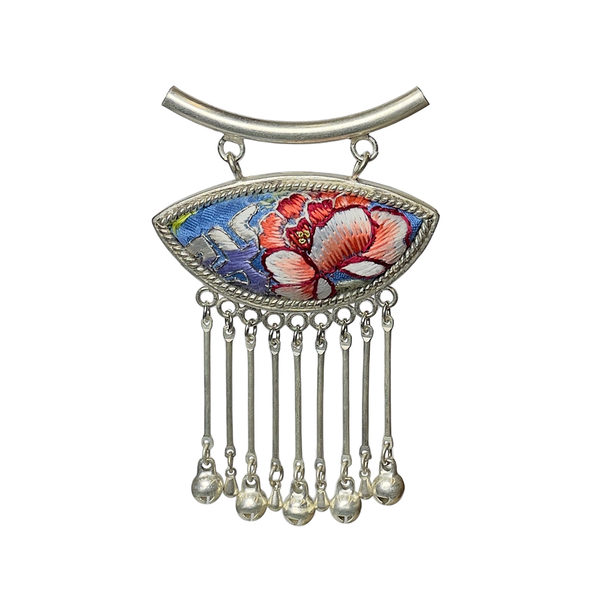 Miao Ethnic Hand-Embroidered, Geometric, Pendant/V34