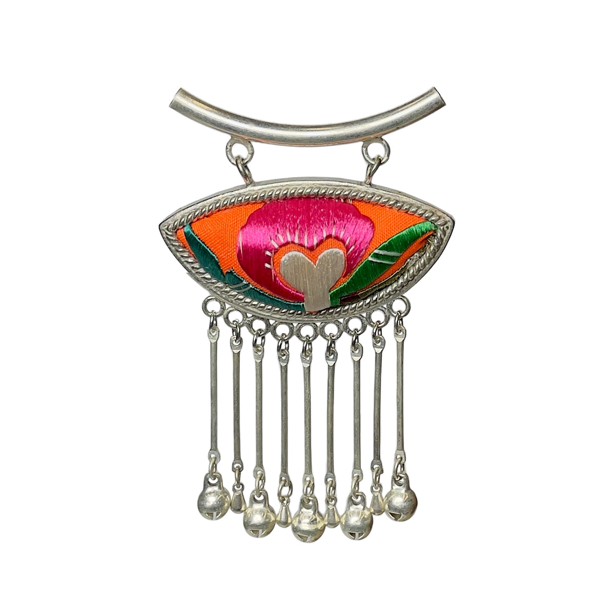 Miao Ethnic Hand-Embroidered, Geometric, Pendant/V34