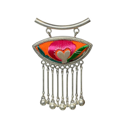 Miao Ethnic Hand-Embroidered, Geometric, Pendant/V34