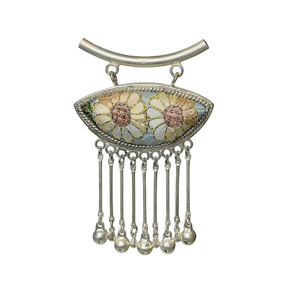 Miao Ethnic Hand-Embroidered, Geometric, Pendant/V34