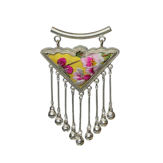 Miao Ethnic Hand-Embroidered, Geometric, Pendant/V37