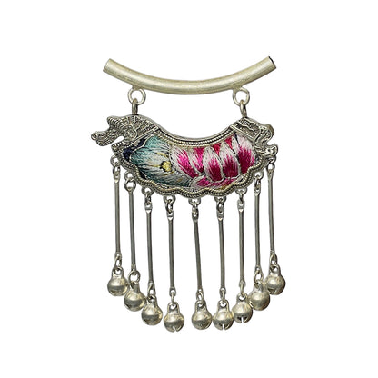 Miao Ethnic Hand-Embroidered, Geometric, Pendant/V25