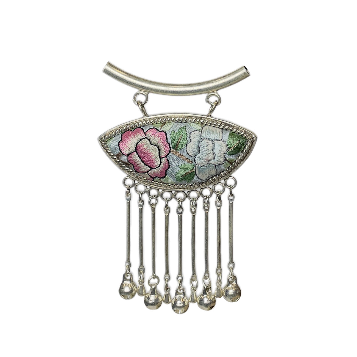 Miao Ethnic Hand-Embroidered, Geometric, Pendant/V34