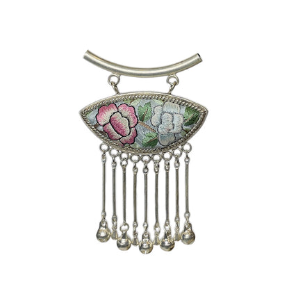 Miao Ethnic Hand-Embroidered, Geometric, Pendant/V34