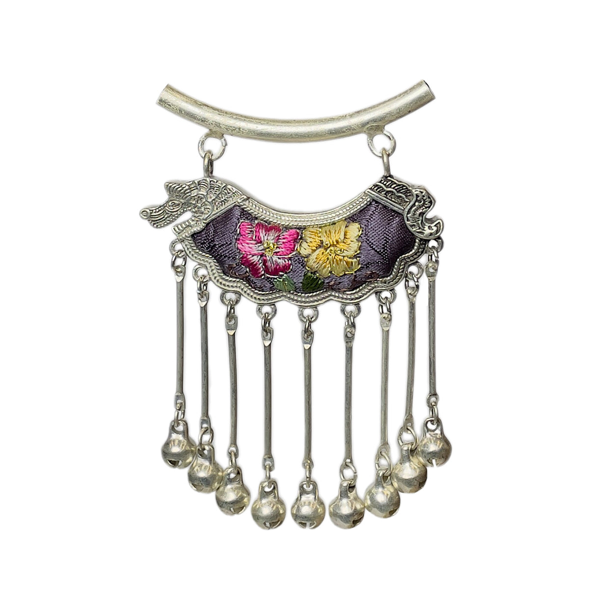 Miao Ethnic Hand-Embroidered, Geometric, Pendant/V25