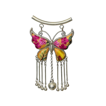 Miao Ethnic Hand-Embroidered, Butterfly Mother for protection, Pendant/M35