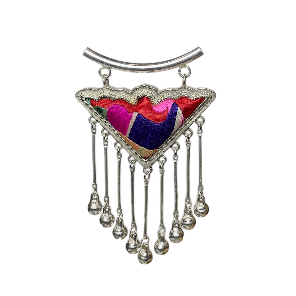 Miao Ethnic Hand-Embroidered, Geometric, Pendant/V37