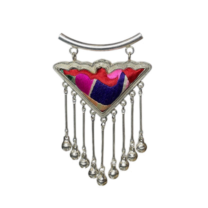 Miao Ethnic Hand-Embroidered, Geometric, Pendant/V37