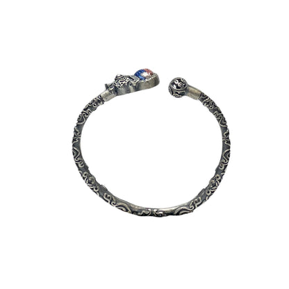 Miao Ethnic Hand-Embroidered, Lion for Power, Bracelet/W