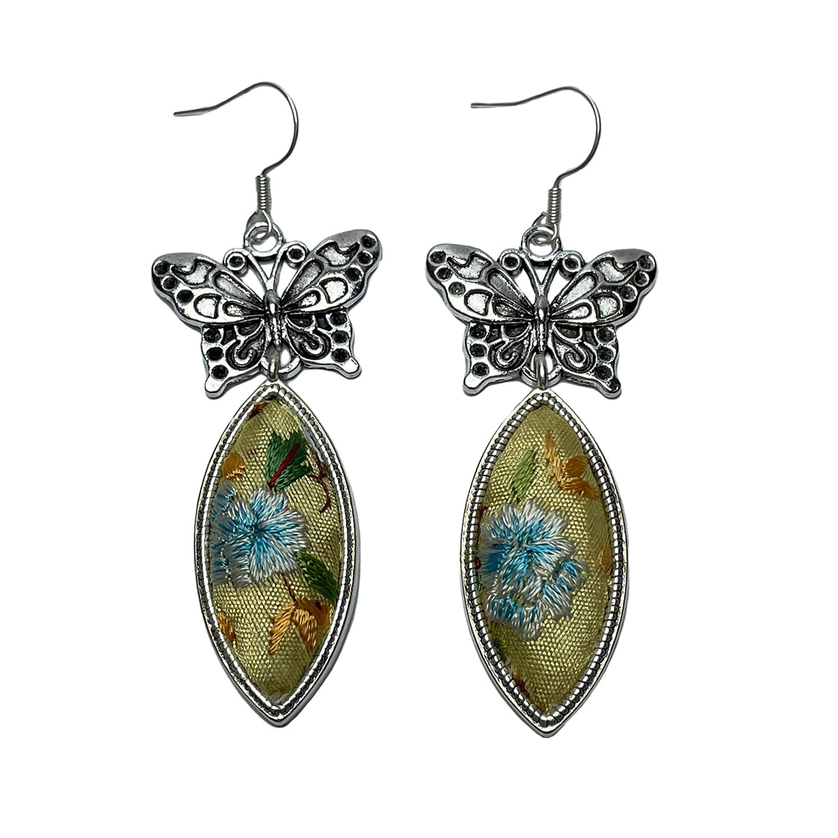 a Miao Ethnic Hand-Embroidered, WaterDroplet for health, Earrings/A1