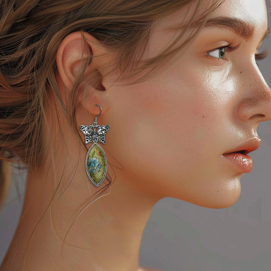 a Miao Ethnic Hand-Embroidered, WaterDroplet for health, Earrings/A1