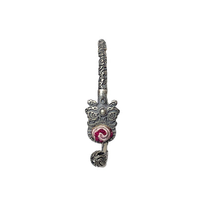 Miao Ethnic Hand-Embroidered, Lion for Power, Bracelet/W