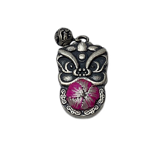 Miao Ethnic Hand-Embroidered, Lion for Power, Pendant/T43