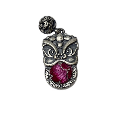 Miao Ethnic Hand-Embroidered, Lion for Power, Pendant/T43