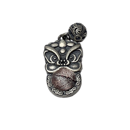 Miao Ethnic Hand-Embroidered, Lion for Power, Pendant/T43