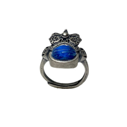 Miao Ethnic Hand-Embroidered, Lion for Power, Ring/X