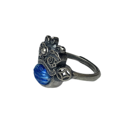 Miao Ethnic Hand-Embroidered, Lion for Power, Ring/X