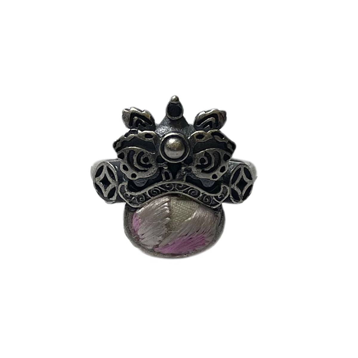 Miao Ethnic Hand-Embroidered, Lion for Power, Ring/X