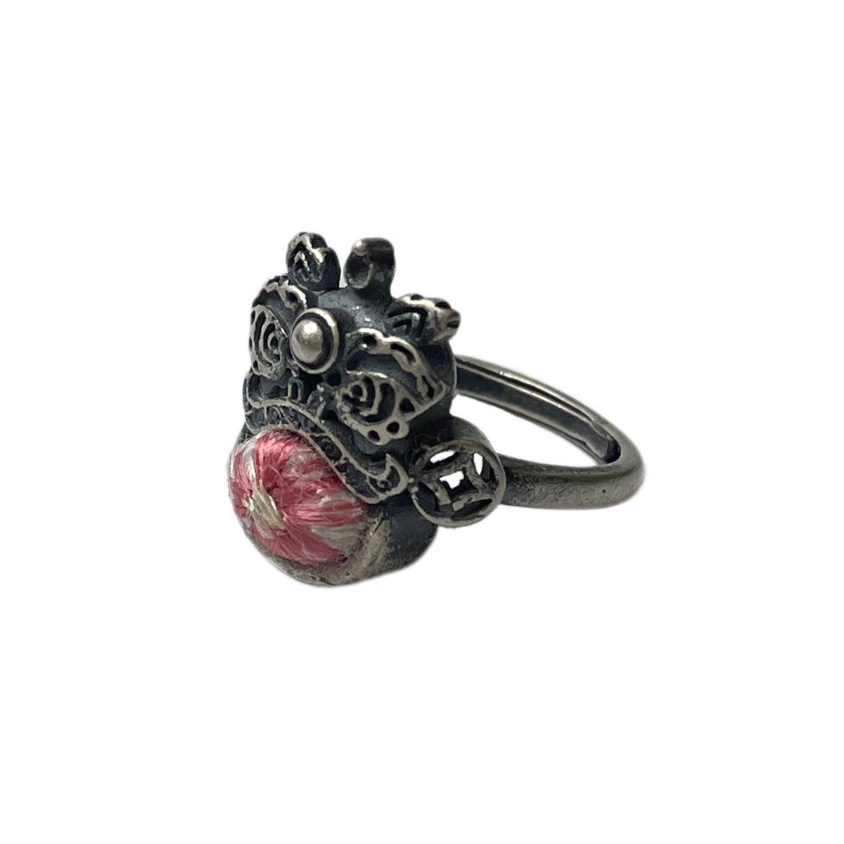 Miao Ethnic Hand-Embroidered, Lion for Power, Ring/X
