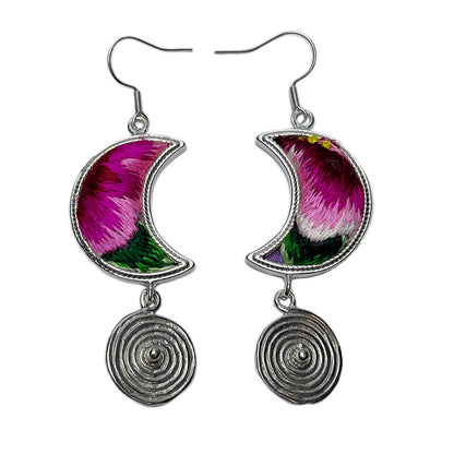 Miao Ethnic Hand-Embroidered,BronzeDrum for luck ,Earrings/B10