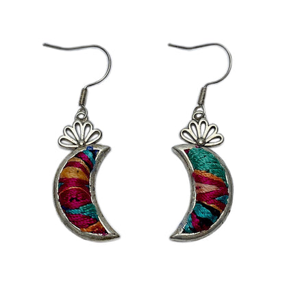 Miao Ethnic Hand-Embroidered,Moon for luck&beaty ,Earrings/i11